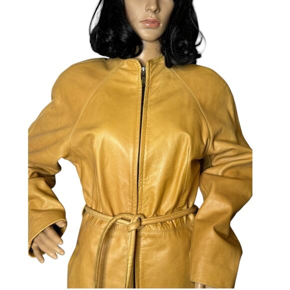 Vintage Martani Moda Yellow Retro collarless belted Coat size medium - Picture 4 of 17